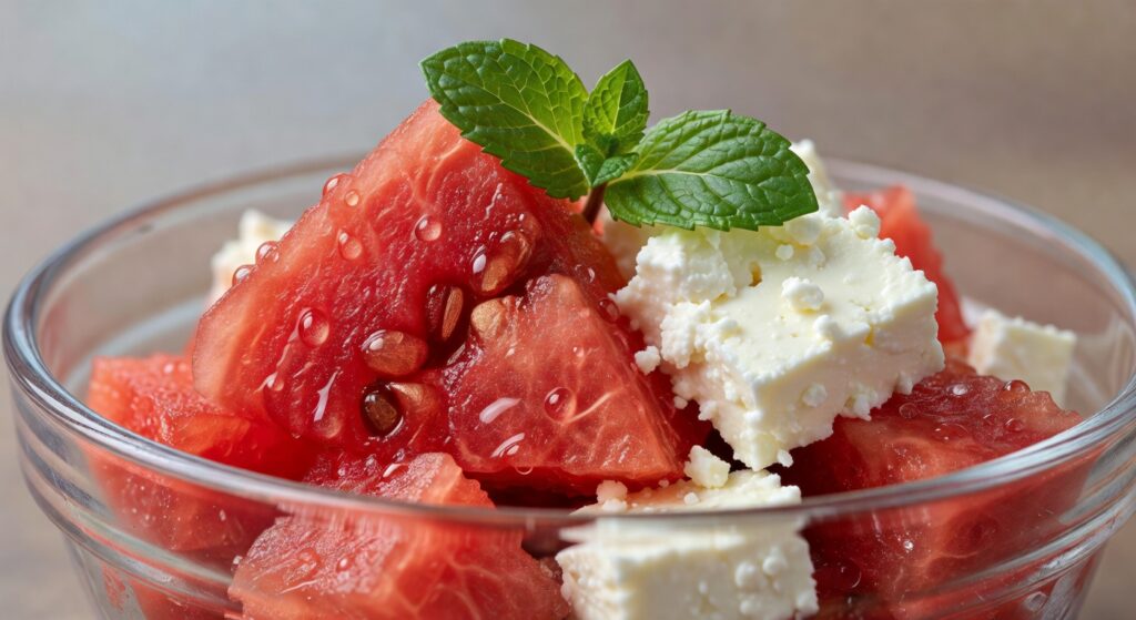 Erfrischender Wassermelonensalat mit Feta und Minze