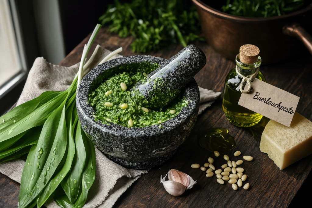 Bärlauchpesto im Mixer – cremige Konsistenz Schritt für Schritt