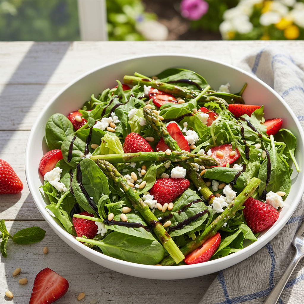 "Frischer Spargel-Erdbeer-Salat mit Feta - Leichtes Frühlingsrezept"