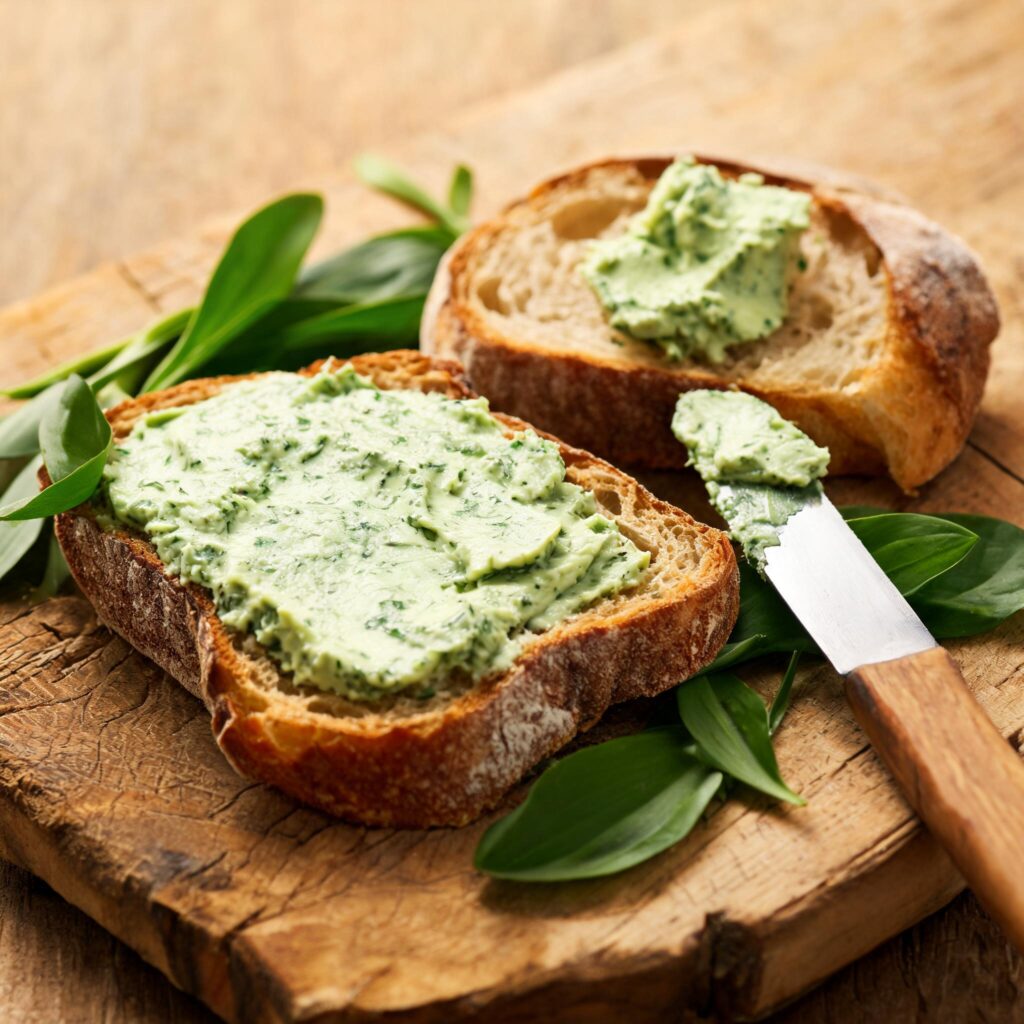Selbstgemachte Bärlauch Butter auf Brot als gesunde Bärlauch Gerichte